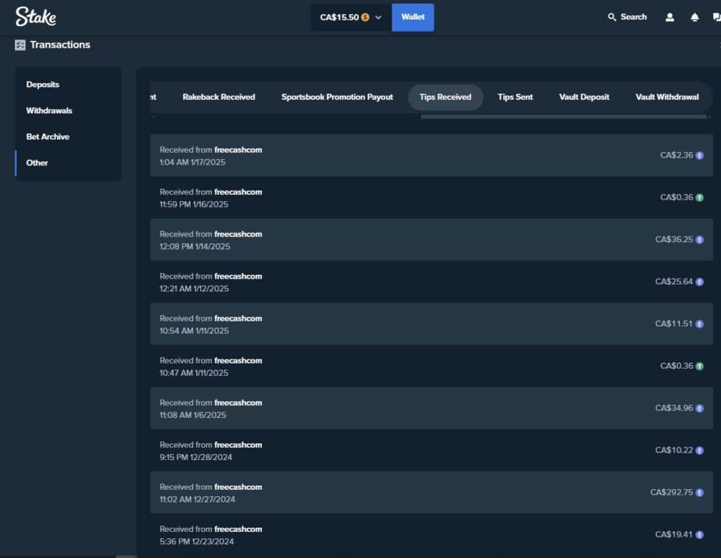 FreeCash Deposits on Stake